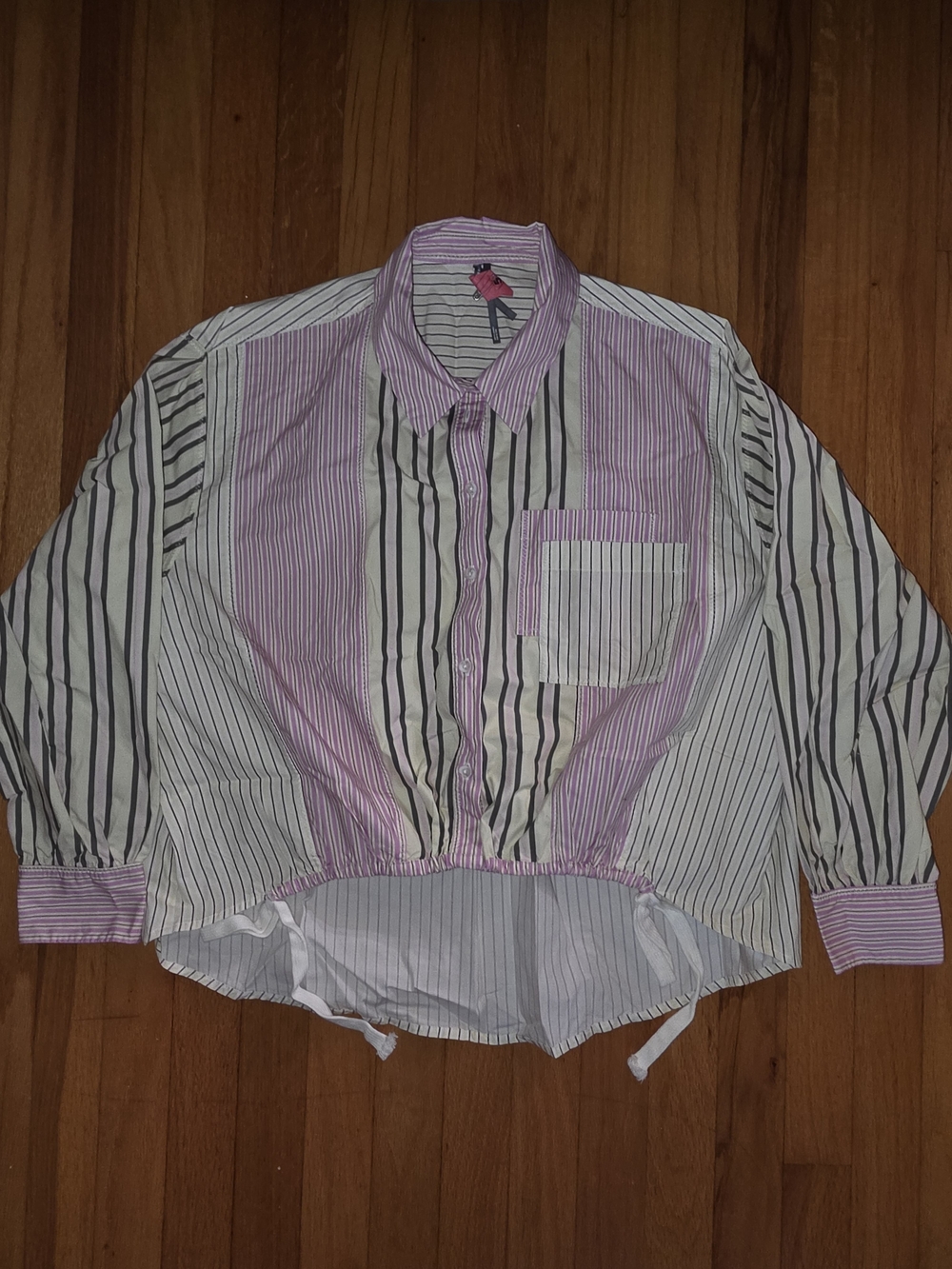 Anthropologie Pink and White Striped Button-Down Shirt